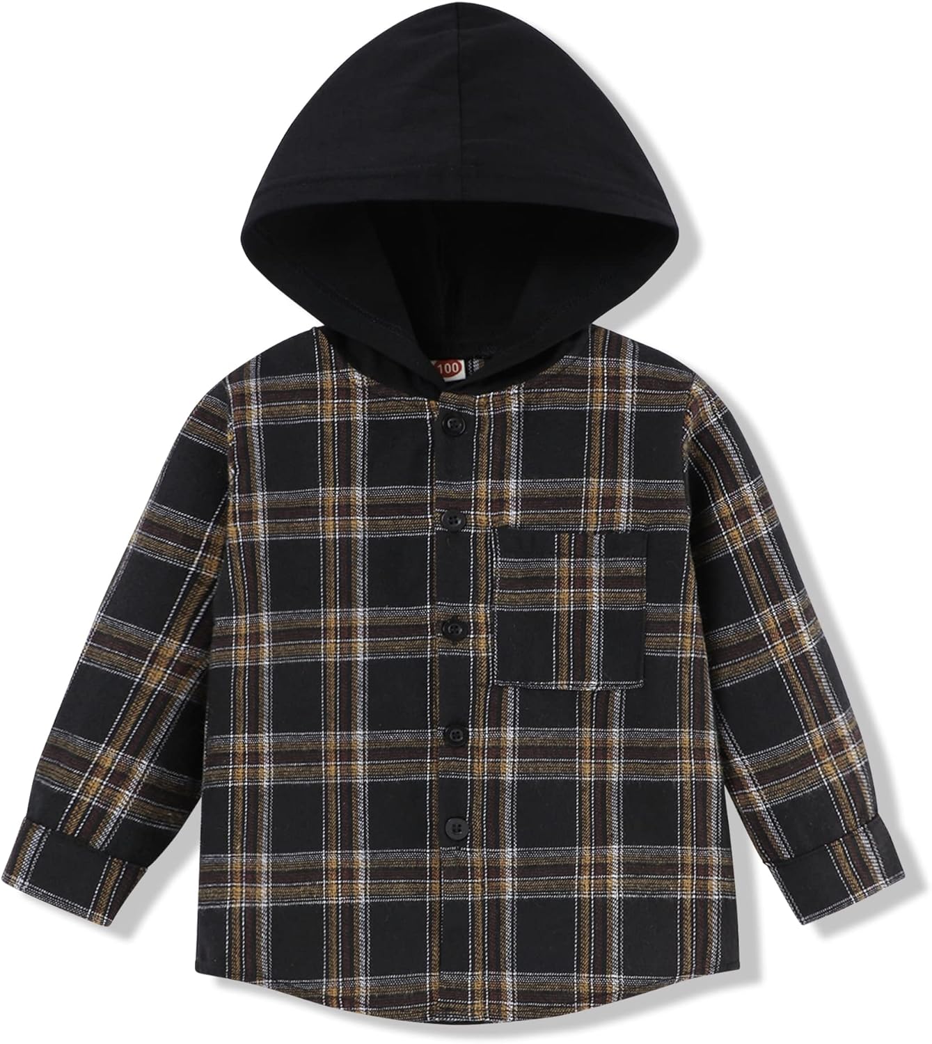 Toddler Baby Boy Girls Plaid Flannel Hooded Top, Long Sleeve, Sizes 18-24 Months