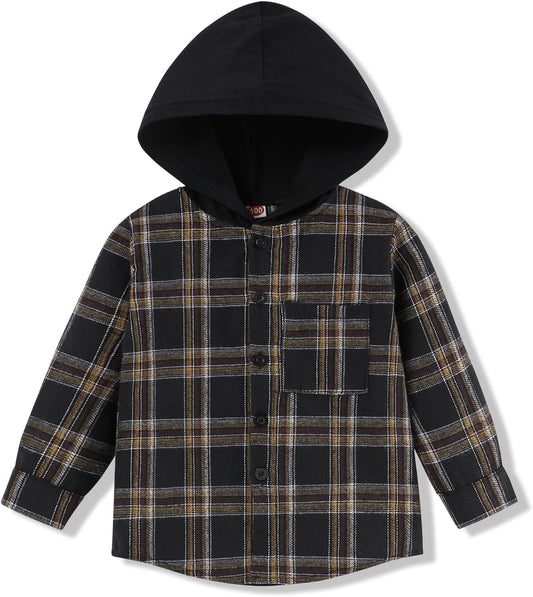Toddler Baby Boy Girls Plaid Flannel Hooded Top, Long Sleeve, Sizes 18-24 Months