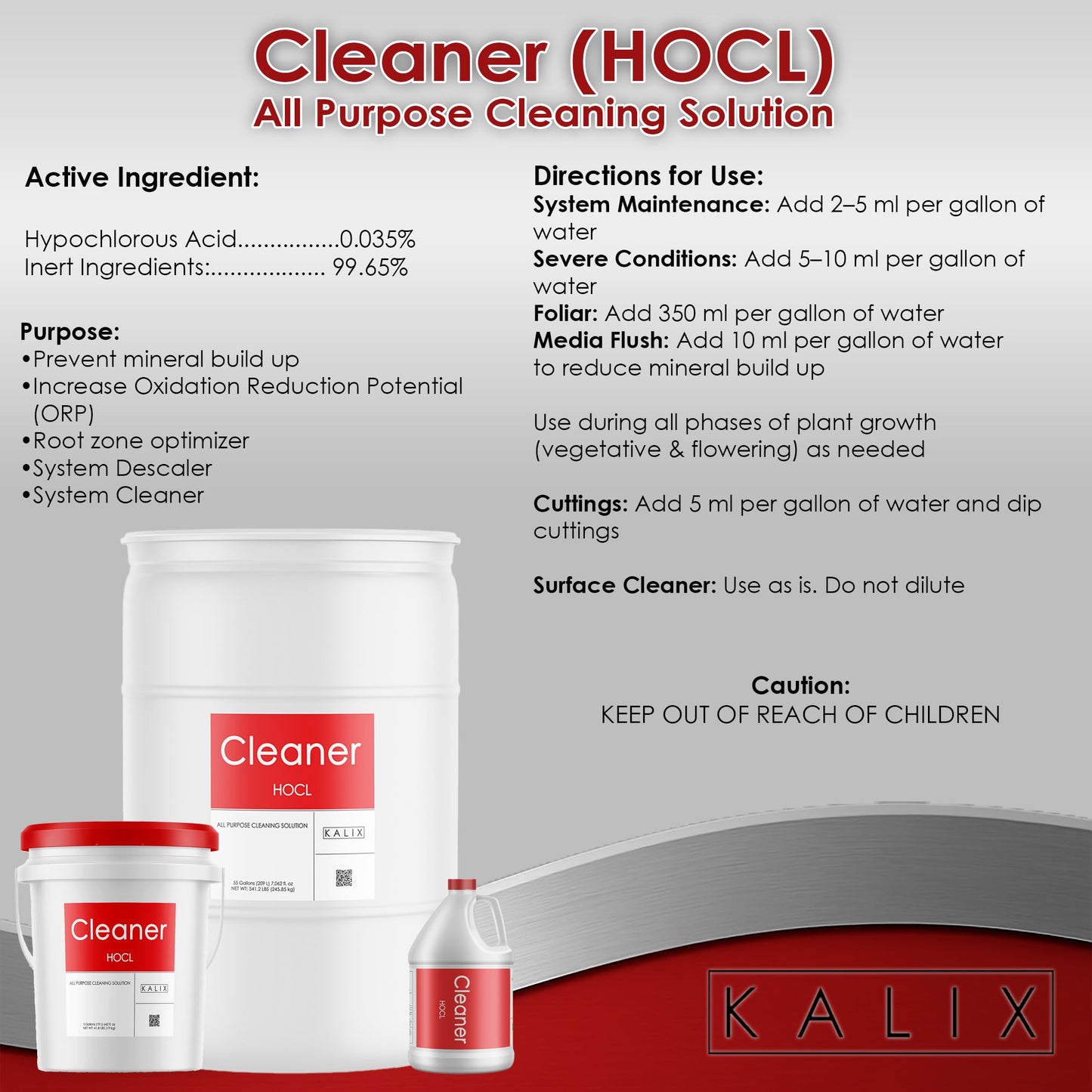 Hypochlorous Acid Cleaner for Hydroponic and Fertigation Equipment - 1 Gallon