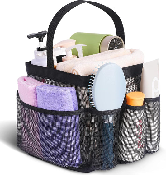 Durable Mesh Shower Caddy with 8 Pockets, Quick Dry - Perfect for College, Beach, Gym, and Travel