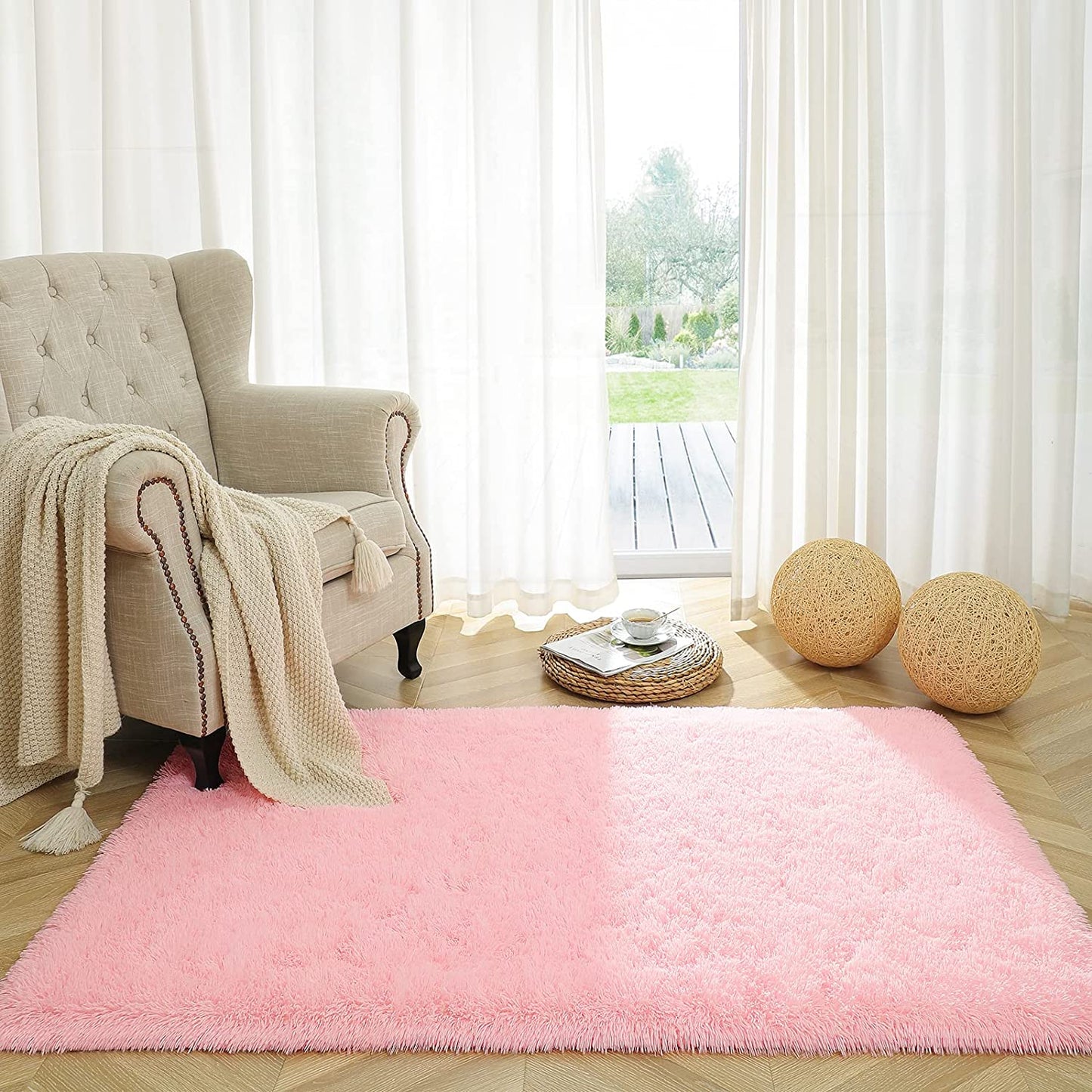 3x5 Feet Pink Soft Plush Shaggy Area Rug