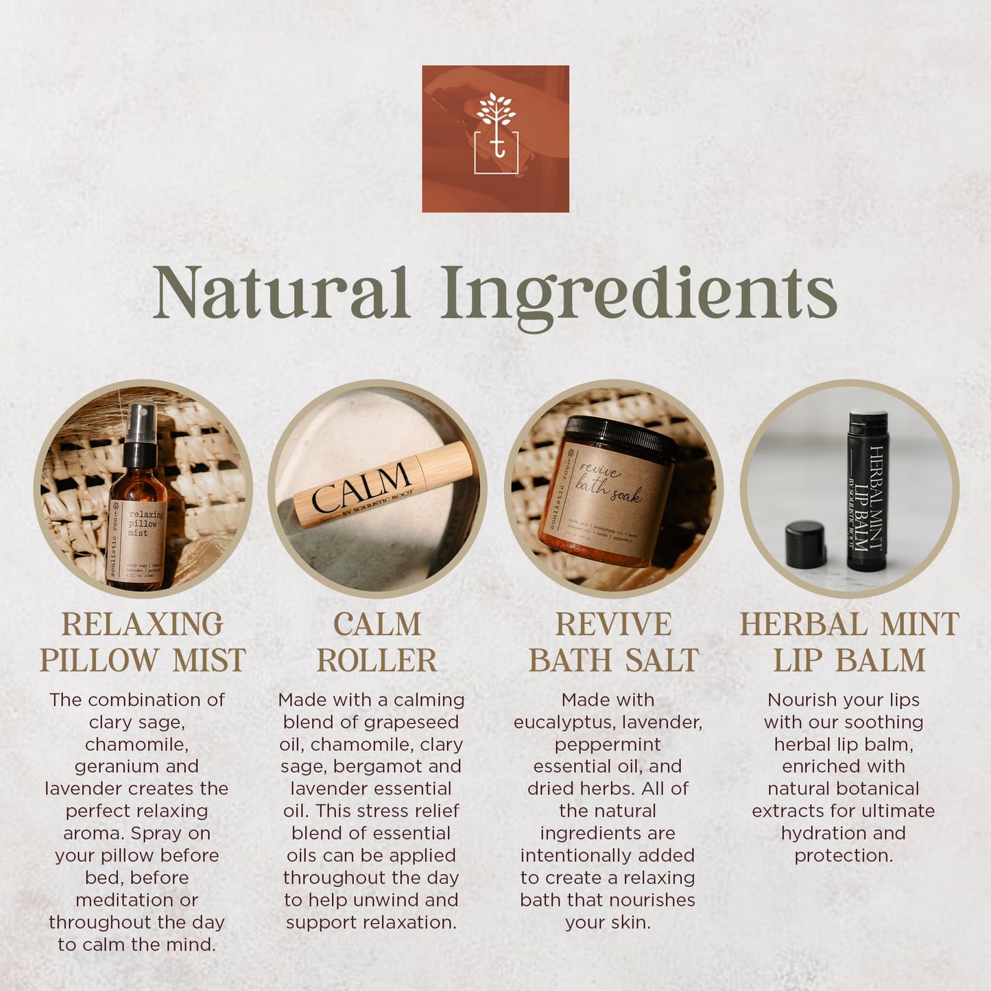 Spa Kit for Women Self Care Gift Set, Lavender Pillow Spray, Calm Essential Oil Roller 0.34 fl oz (10 ml), Mint Lip Balm & Epsom Salt Bath Soak