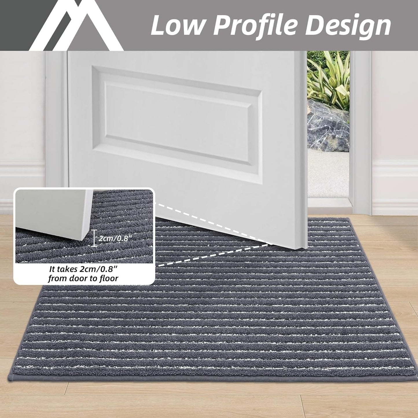 Dark Grey Indoor Door Mat 20"x32" - Absorbent, Anti-Slip Rug for Wet Shoes & Paws