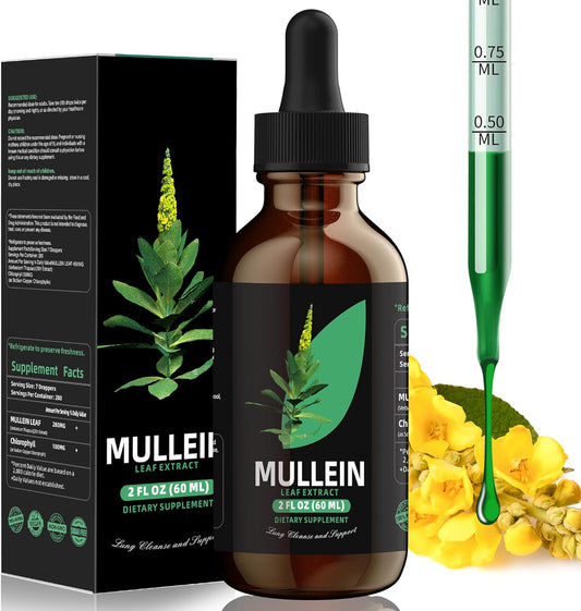 Mullein Leaf Extract for Healthy Breathing - Natural Supplement for Lung Cleanse & Respiratory Function - 60ml