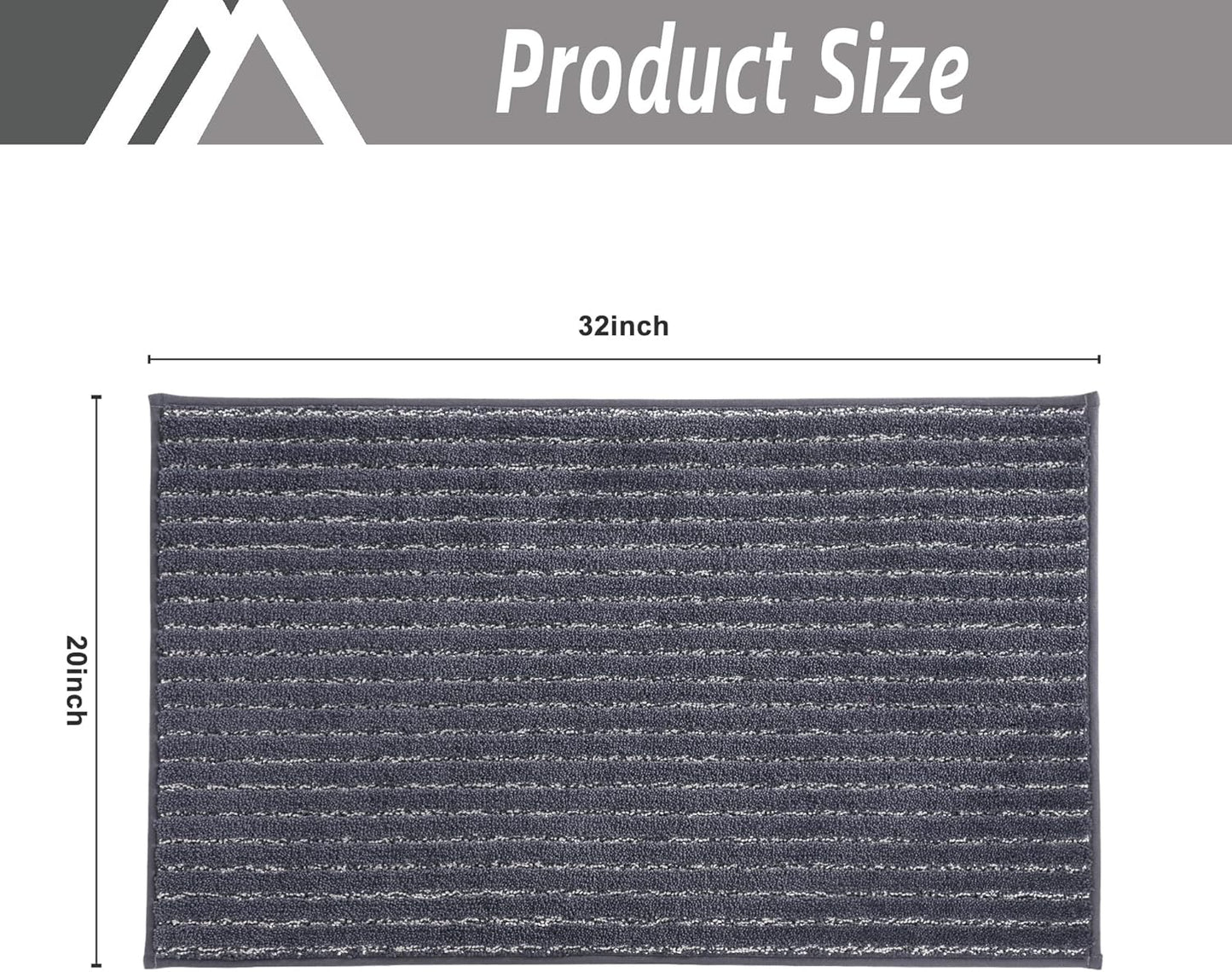 Dark Grey Indoor Door Mat 20"x32" - Absorbent, Anti-Slip Rug for Wet Shoes & Paws