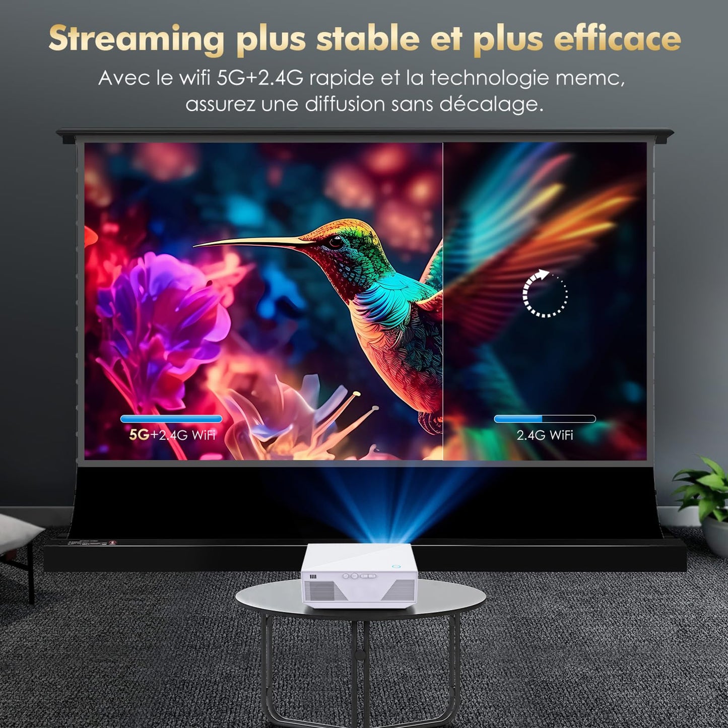 Mini Projector with WiFi and Bluetooth, Portable Full HD 1080P Wireless Home Cinema Projector
