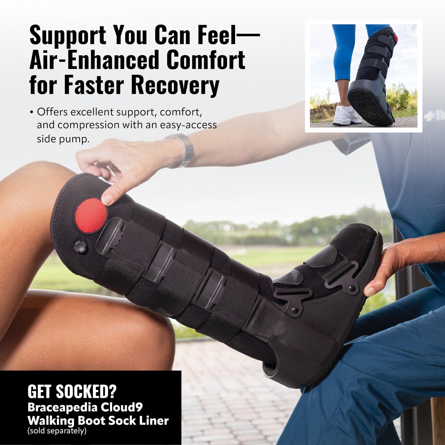 Tall Side Pump Fracture Boot - Large Medical Grade Walking Boot for Injury Recovery