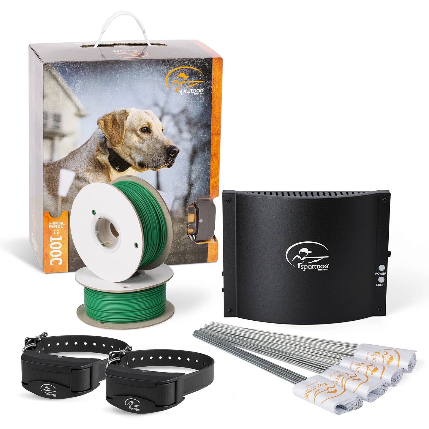 SportDOG Rechargeable In-Ground Fence System for 2 Dogs - Waterproof Pet Containment Kit with 1,000 ft Wire