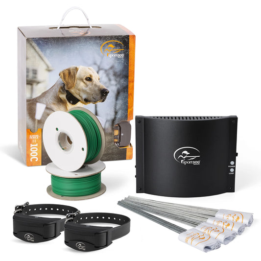 SportDOG Rechargeable In-Ground Fence System for 2 Dogs - Waterproof Pet Containment Kit with 1,000 ft Wire