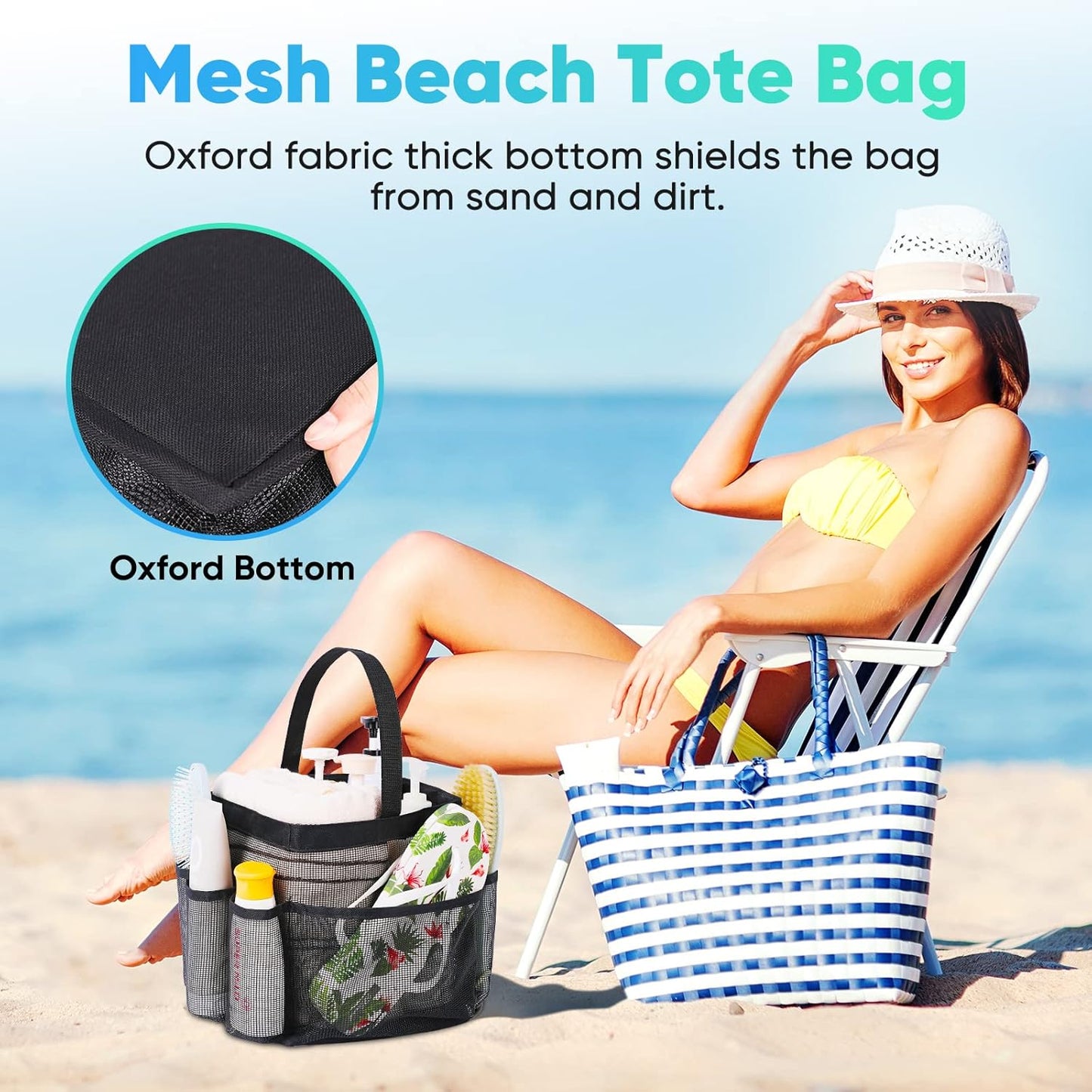 Durable Mesh Shower Caddy with 8 Pockets, Quick Dry - Perfect for College, Beach, Gym, and Travel