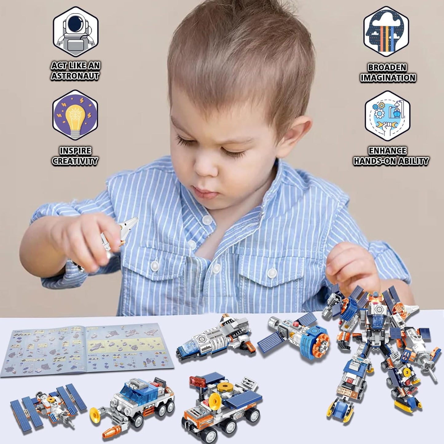 Space Corps Robot Building Toy Kit, 644 PCS - STEM Educational Toy for Boys 6+