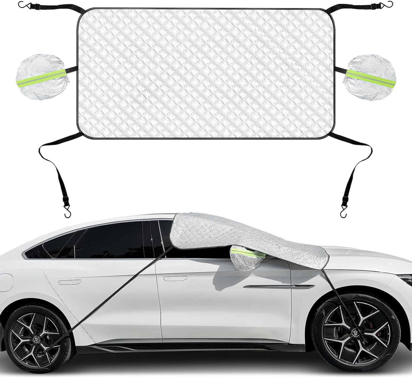 Defend Against Winter: 4-Layer Magnetic Windshield Snow Cover for Cars, Trucks & SUVs | Easy Install, 96x58 inches