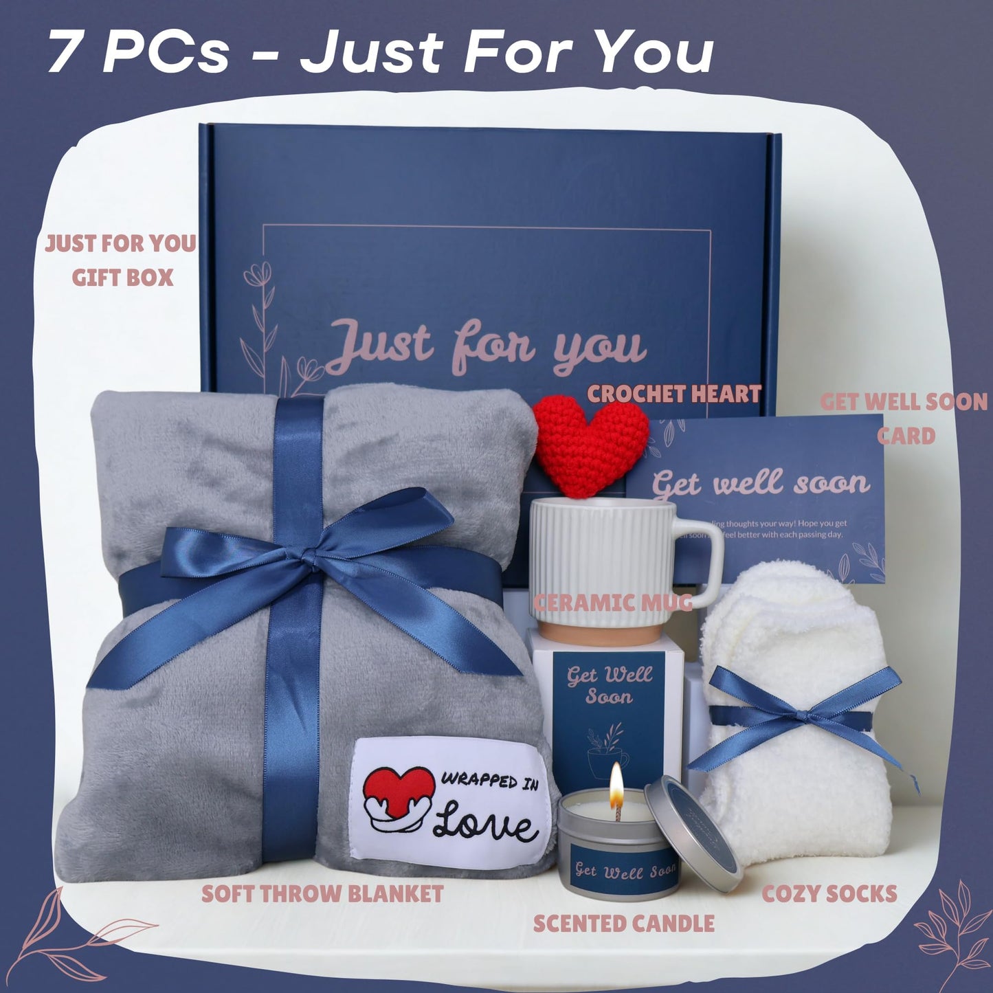 Get Well Soon Care Package Gift Basket for Women and Men with Hug Blanket, Fuzzy Socks, Scented Candle, and Mug - Surgery Recovery and Chemo Support