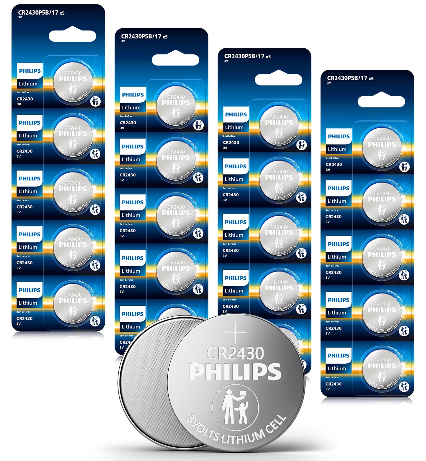 Philips CR2430 3V Lithium Coin Cell Battery, 20 Pack