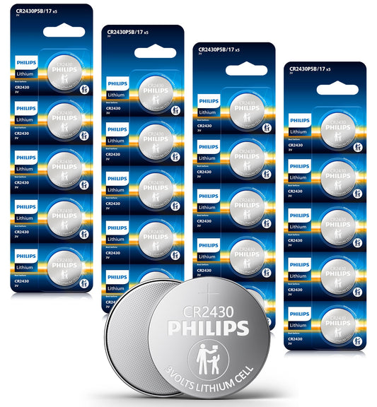 Philips CR2430 3V Lithium Coin Cell Battery, 20 Pack