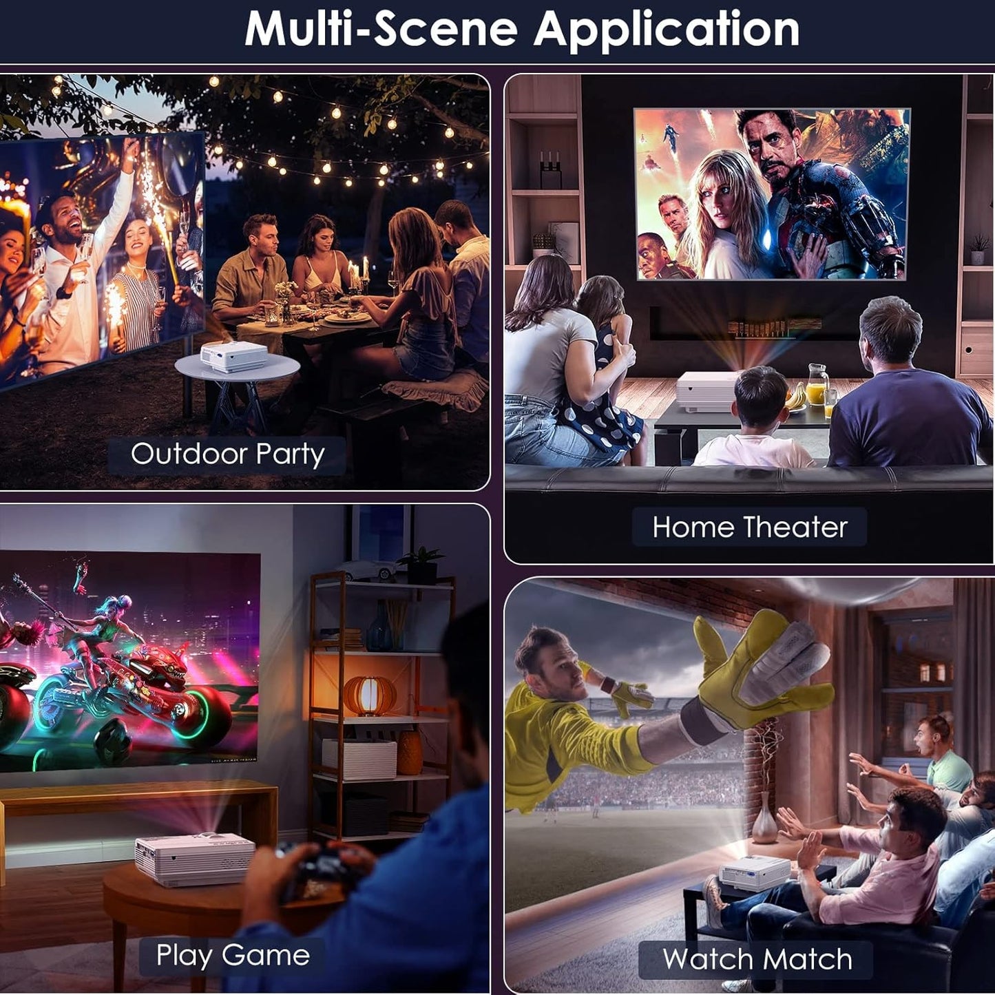 Enjoy Cinema-Quality Viewing at Home with Our 1080P 5G WiFi Bluetooth Projector, Supports 4K - Ideal for Movies & Gaming