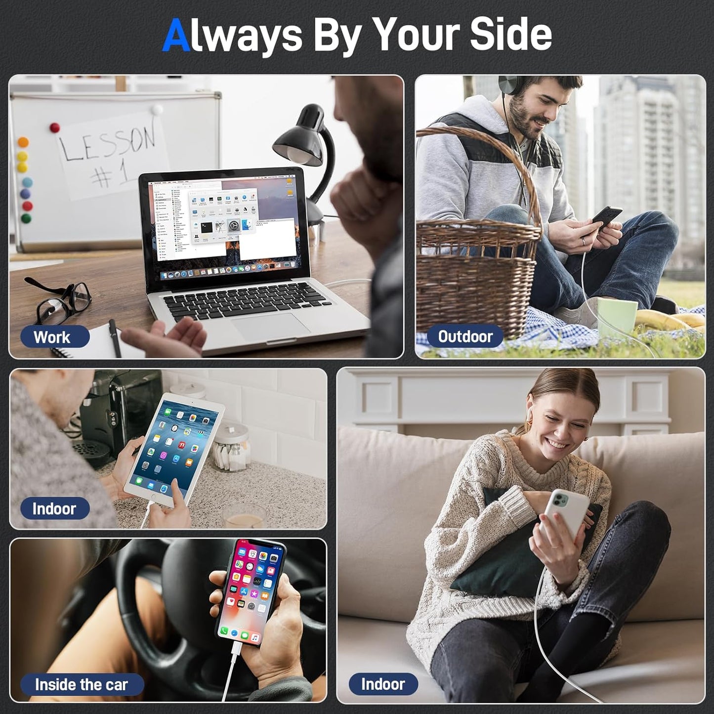 USB-C to USB-C Cable 6ft, 60W Fast Charging 3-Pack for iPhone 15, iPad, MacBook, Galaxy S23