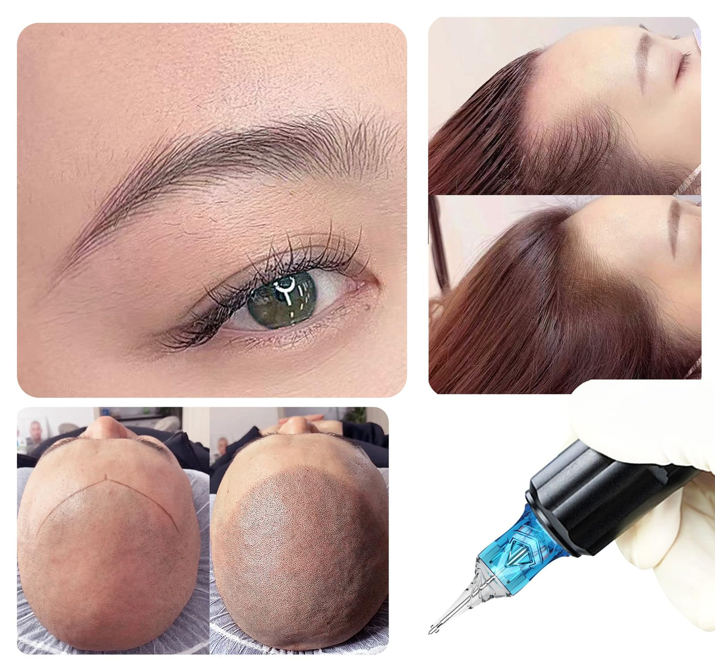 Permanent Makeup Needle Cartridges for Nano Brows and SMP - Side Square Tapered PMU Tips for Hair Strokes and Powder Brows