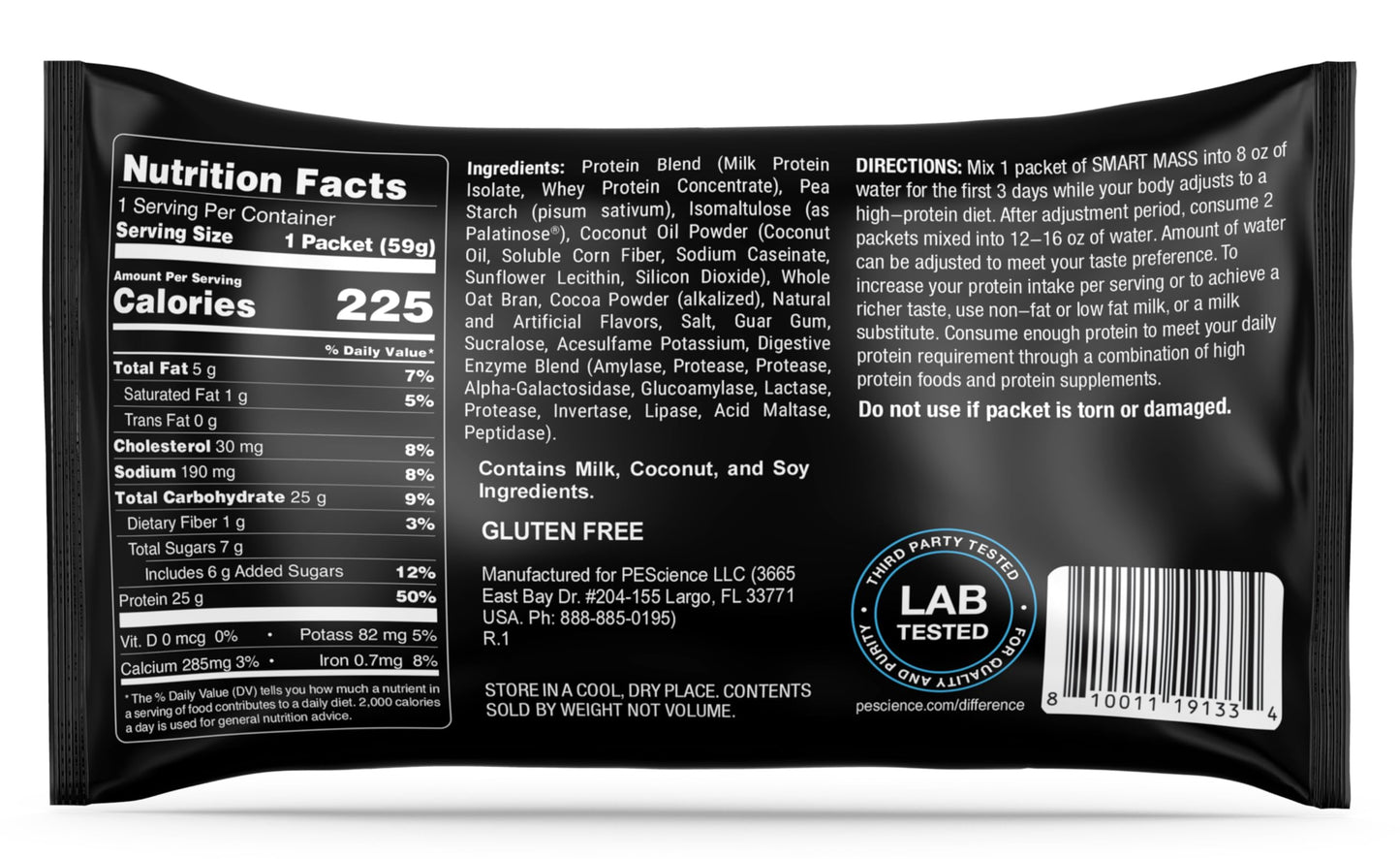 Smart Mass Gainer Lean Muscle Protein Powder Gourmet Chocolate 14 Packets