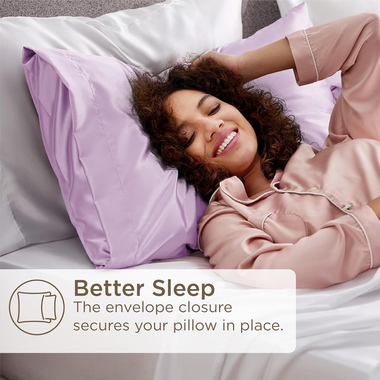 King Size Satin Pillowcase Set - Lavender Silky Pillow Covers for Hair & Skin, 20x40 Inches