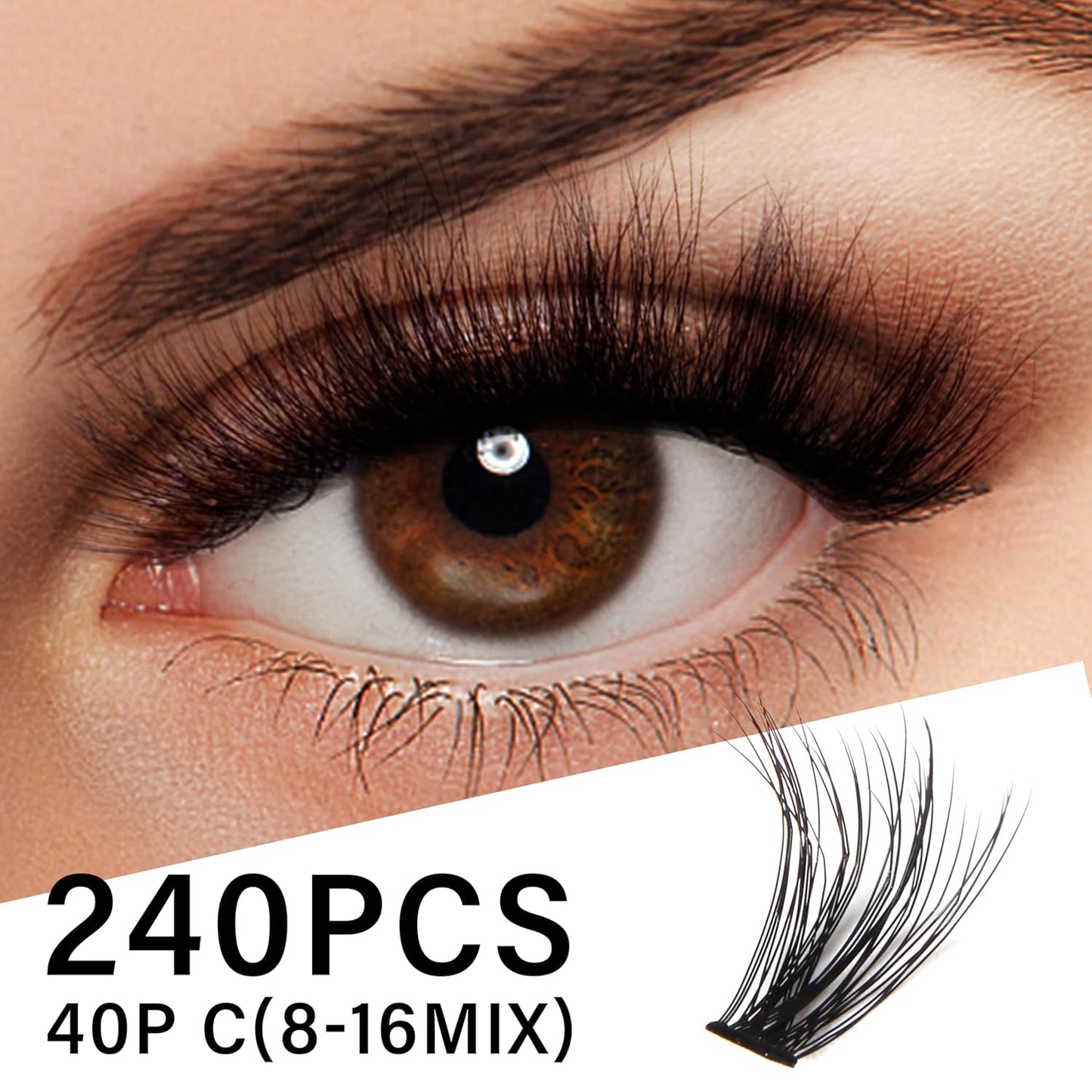 Achieve Salon-Quality DIY Lash Extensions at Home: Lash Cluster 240pcs, C Curl, 8-16mm