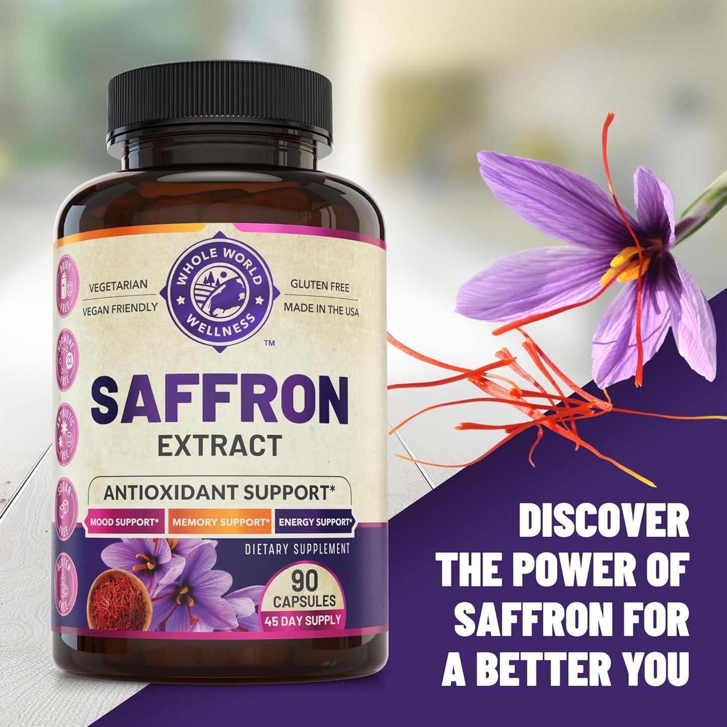 Boost Your Health with 100% Pure Saffron Extract: Supports Mood, Memory, Digestion, and Eye Health