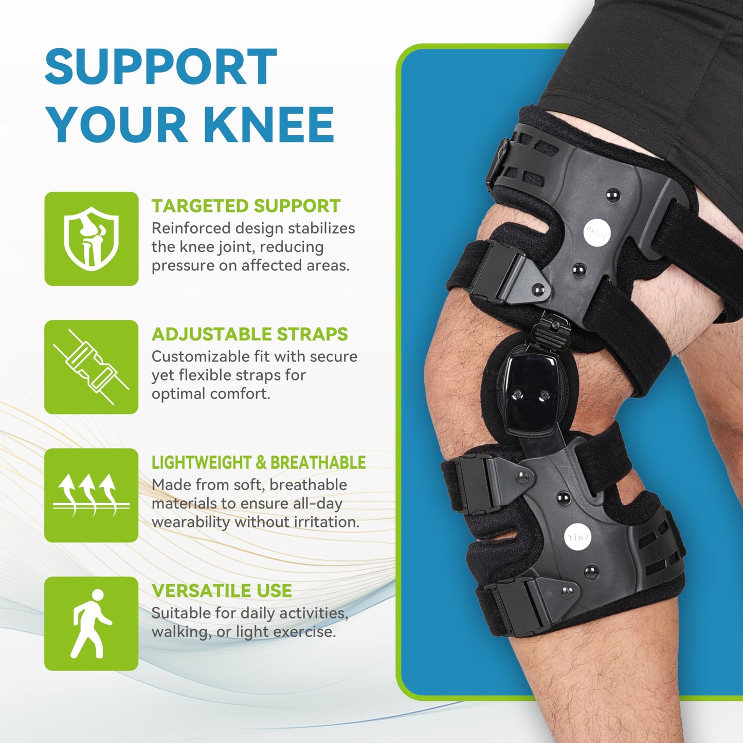 Left Unloader Knee Brace for Arthritis Pain Relief, Adjustable OA Knee Support, Medial/Lateral Stability, Bone-on-Bone Correction