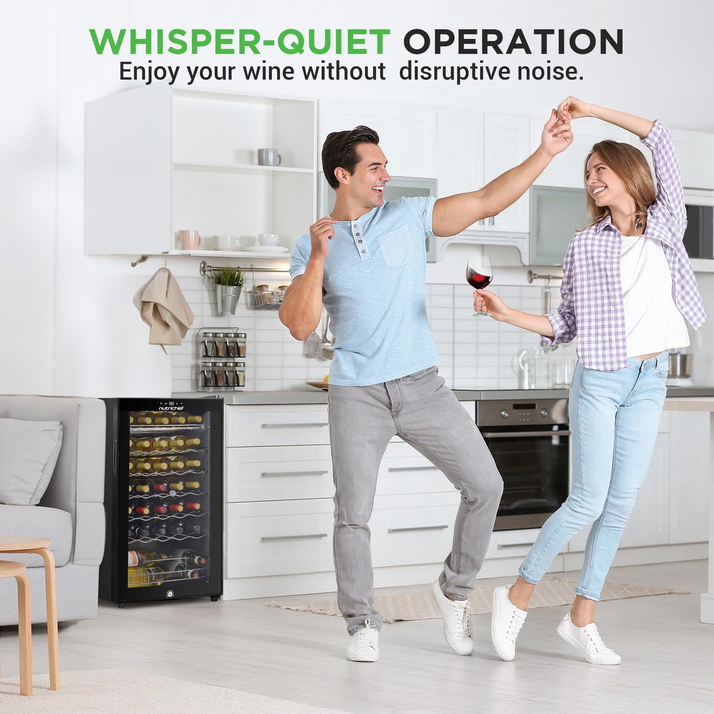 34-Bottle Wine Fridge Single Zone Wine Chiller for Red and White Wine - Black