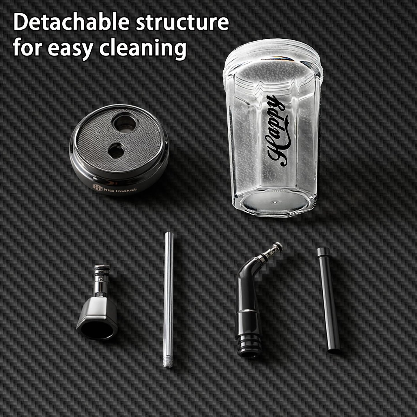 Portable Hookah Water Pipe Set - Compact Travel Design - Black