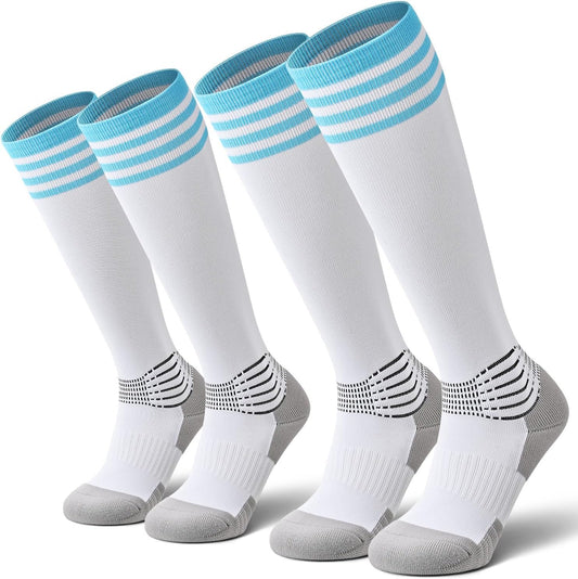 Boost Your Game: 2 Pairs Compressive Small Soccer Socks with Coolmax Moisture Control and Ankle Support