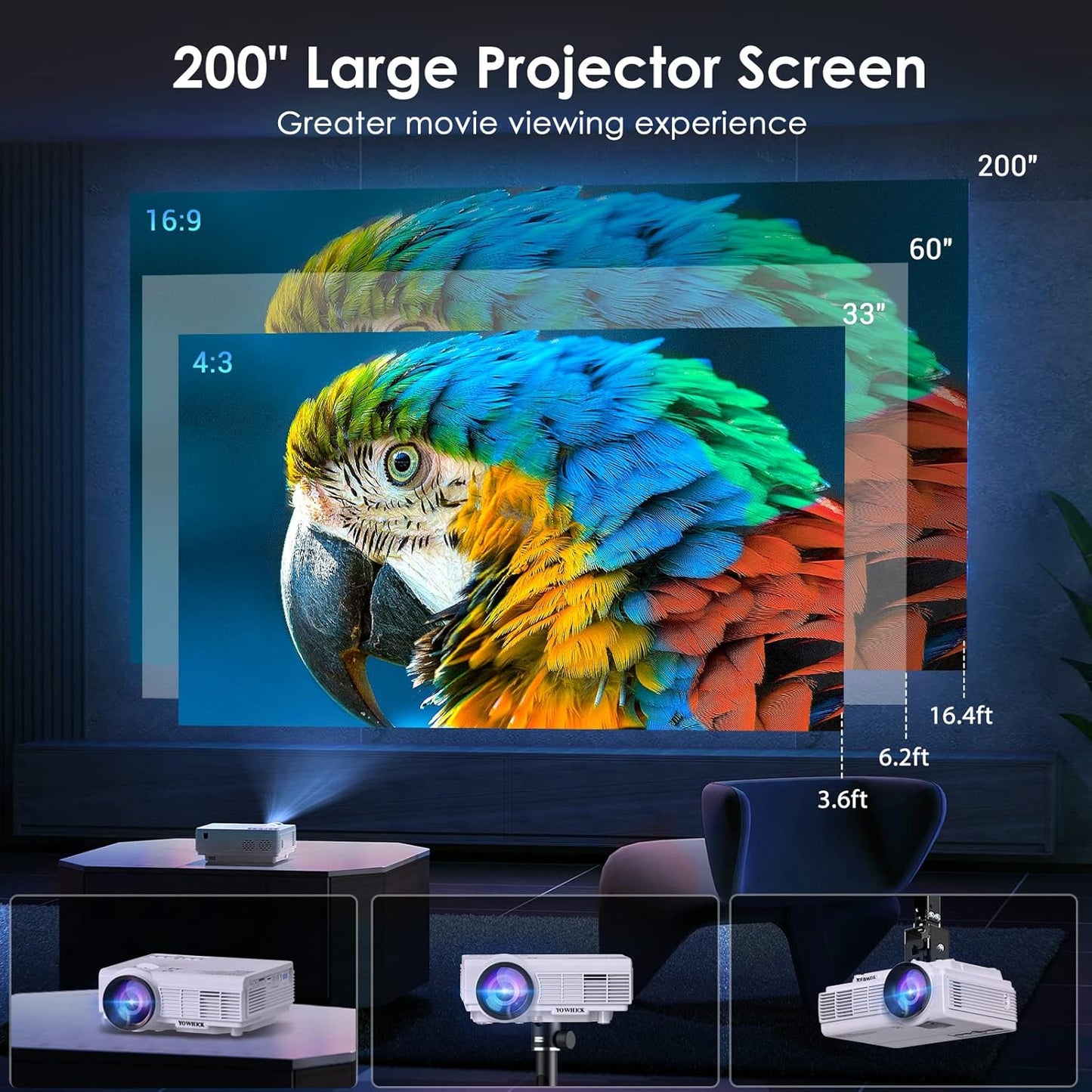 Enjoy Cinema-Quality Viewing at Home with Our 1080P 5G WiFi Bluetooth Projector, Supports 4K - Ideal for Movies & Gaming