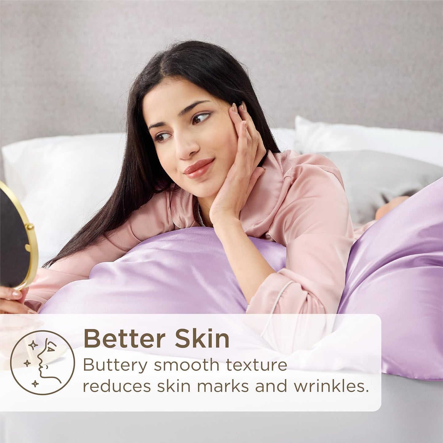 King Size Satin Pillowcase Set - Lavender Silky Pillow Covers for Hair & Skin, 20x40 Inches