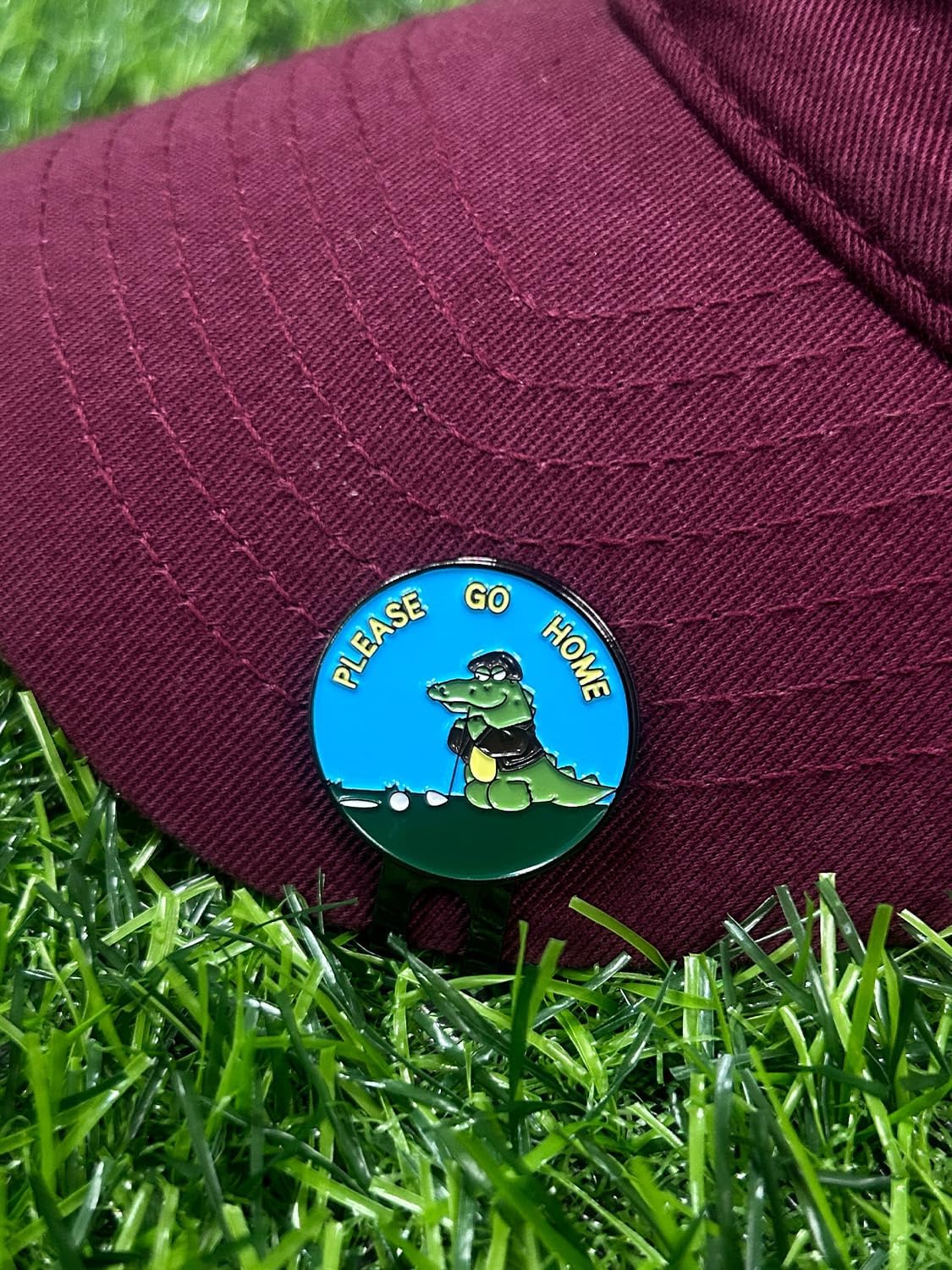 1" Crocodile "Please Go Home" Golf Ball Marker/Coin w/ Strong Magnetic Hat Clip