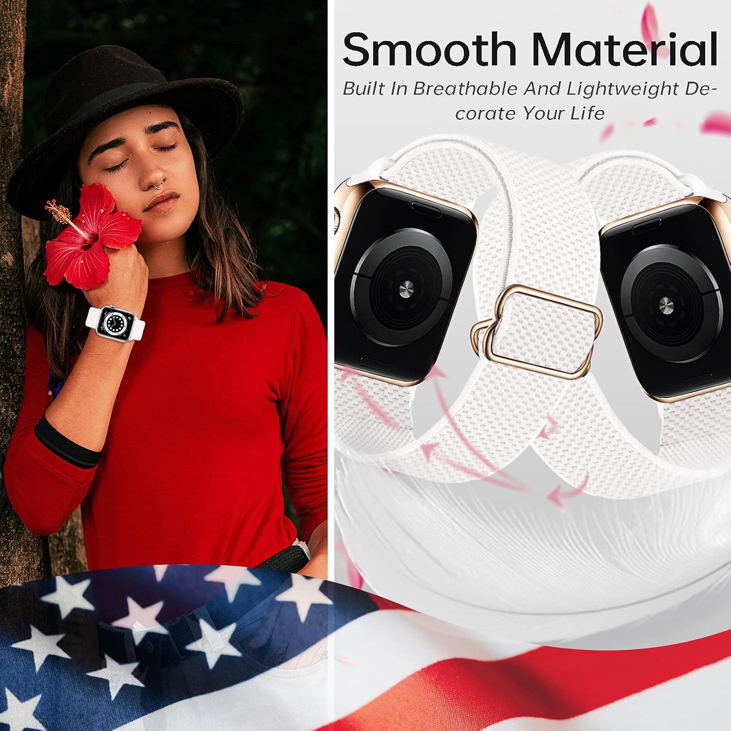 3 Pack Stretchy Solo Loop Apple Watch Bands: Nylon, Elastic, for 42mm-45mm Models