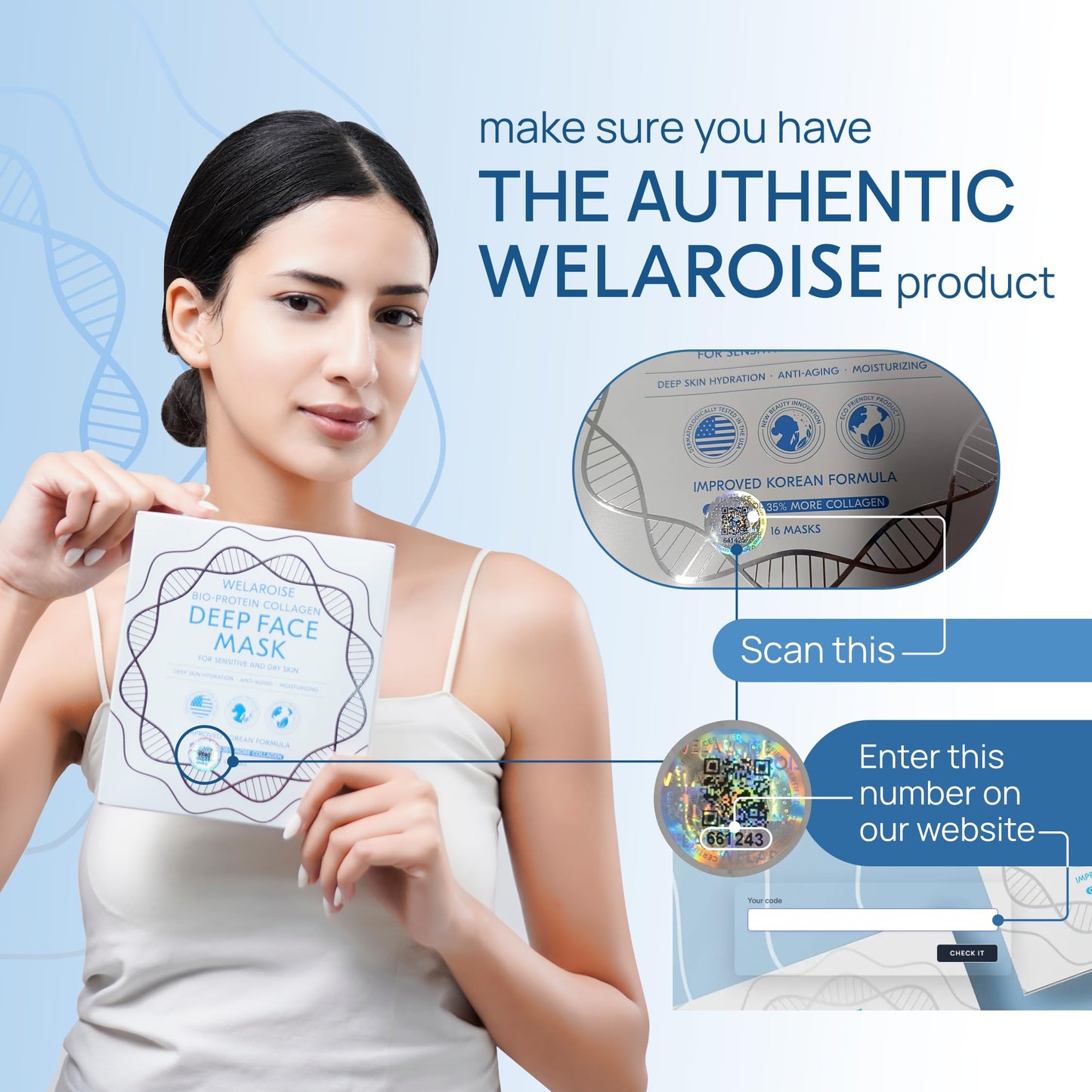 Collagen Hydrogel Face Mask Pack of 5, +35% More Collagen, Intense Hydration, Firming & Anti-Aging, Bio Protein, Bifida Ferment, Hyaluronate, Korean Skincare