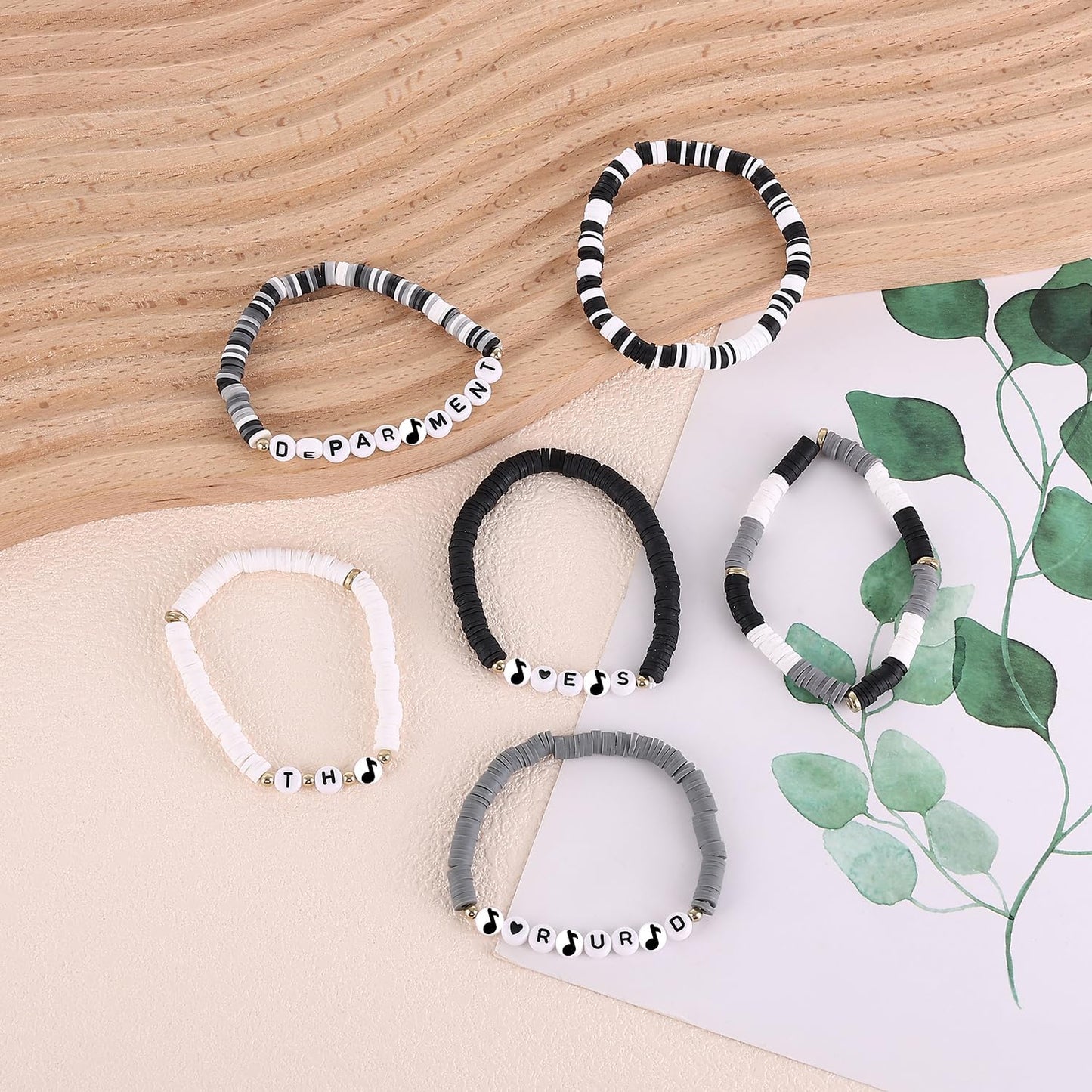 Handmade Friendship Stretch Bracelets, 6 Pieces, Inspired by Music - Perfect Gift for Women and Girls