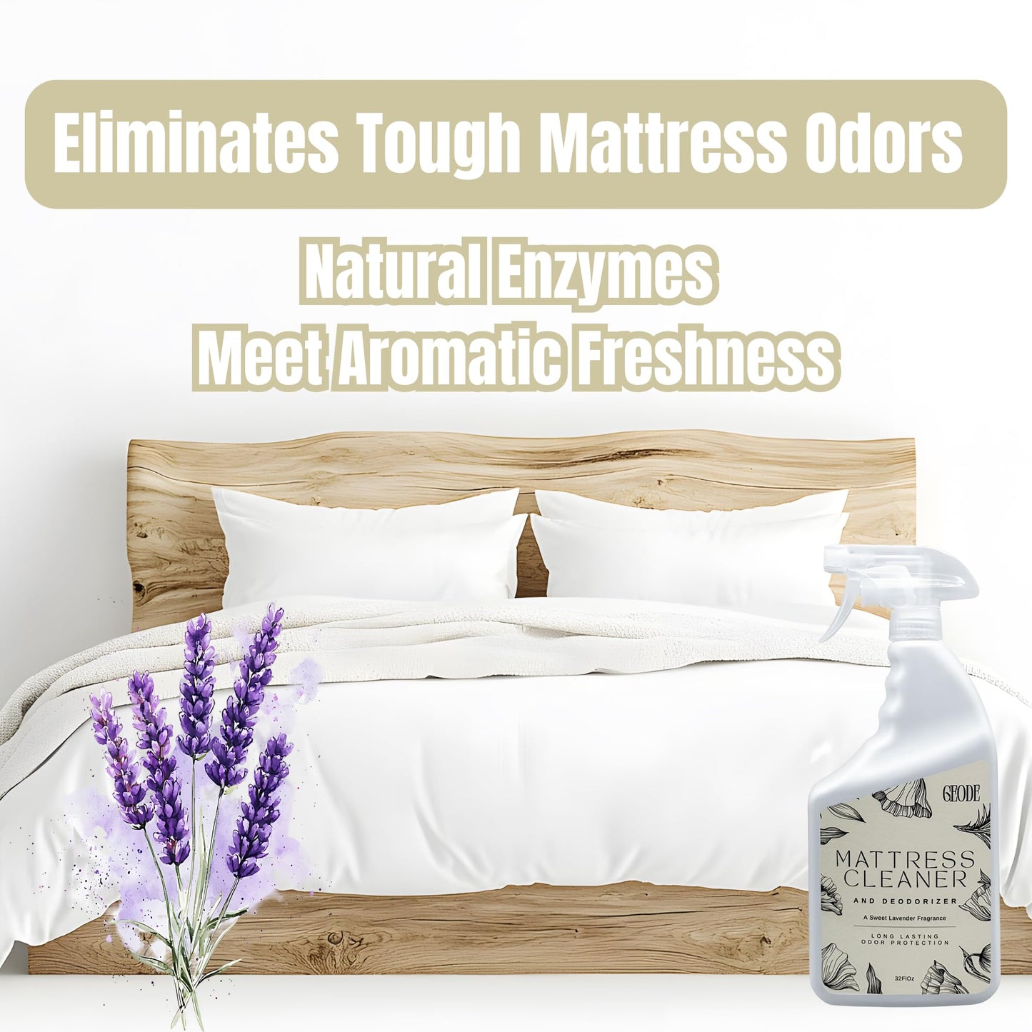 Mattress Cleaner & Deodorizer - Natural Enzyme Stain and Odor Remover - Lavender Scent - 32 fl oz