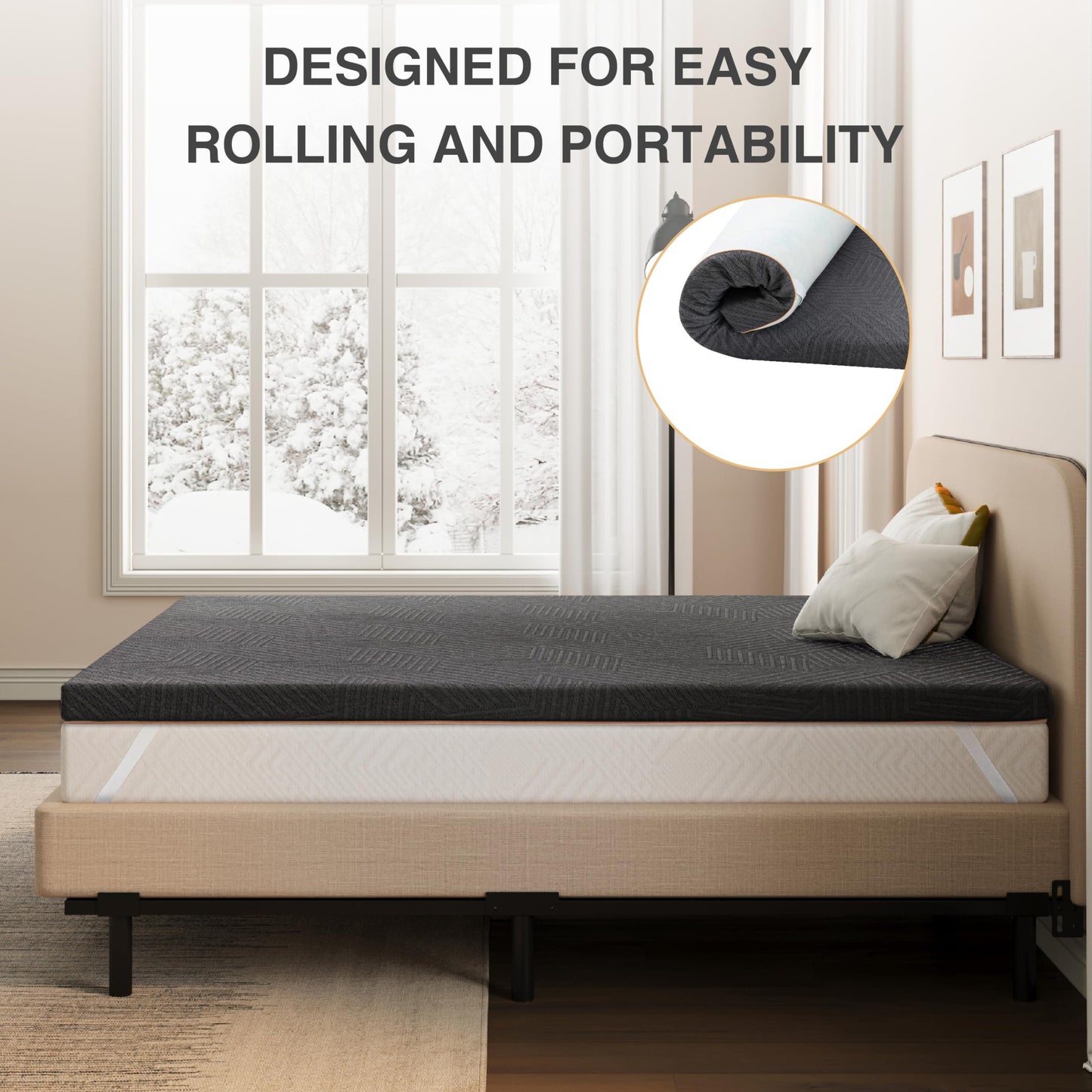 4 Inch (10.2 cm) Full Memory Foam Mattress Topper Full Size, Gel-Infused Bed Topper with Washable Cover, Pressure Relief, 54 x 75 in (137.2 x 190.5 cm)