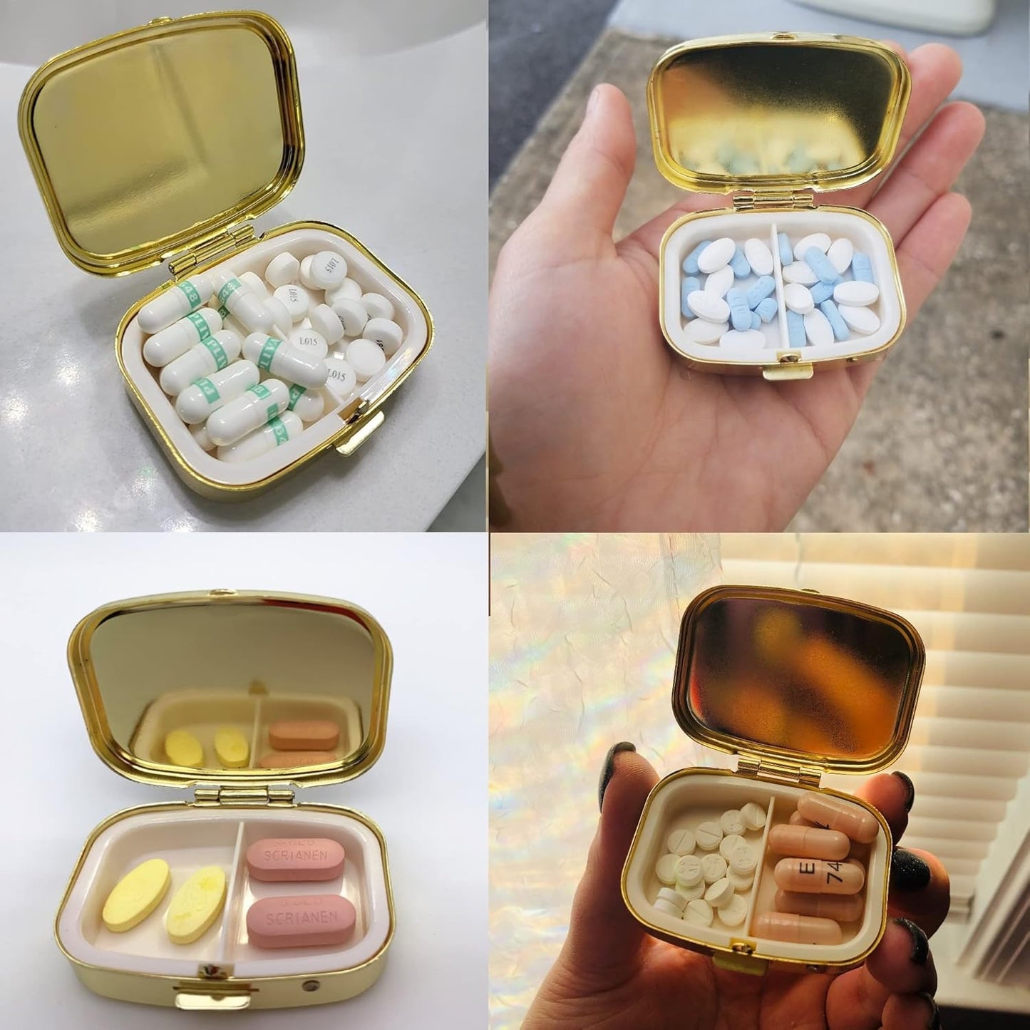 Travel-Friendly Metal Pill Organizer for Medications and Supplements - Compact and Secure Storage Solution