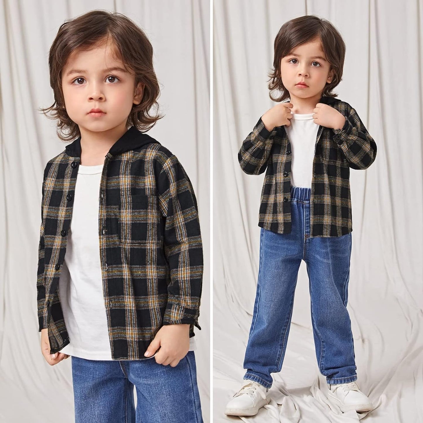 Toddler Baby Boy Girls Plaid Flannel Hooded Top, Long Sleeve, Sizes 18-24 Months