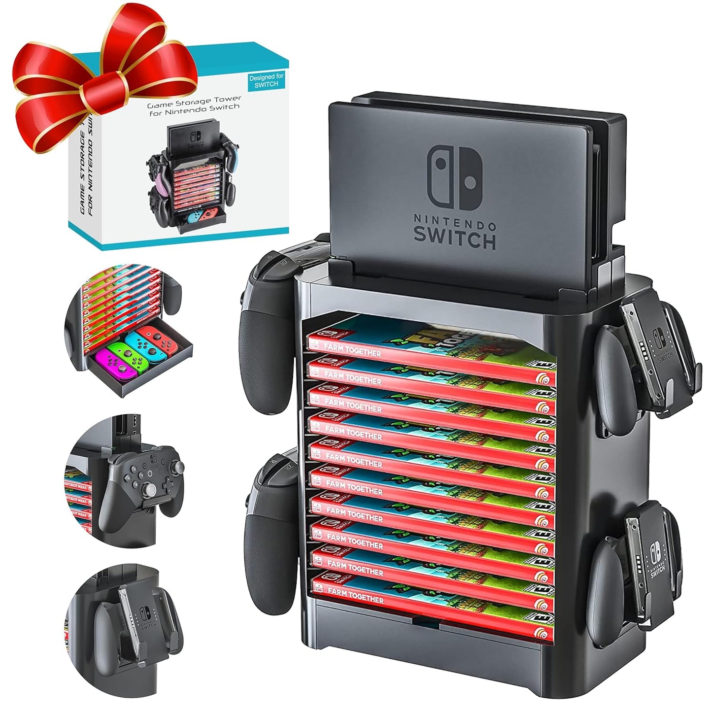 Nintendo Switch Game Storage Tower - Organize Games, Controllers & Accessories