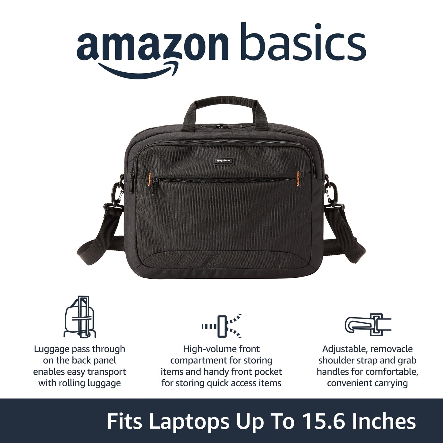 Laptop Carrying Case with Shoulder Strap for 15.6-inch (39.6 cm) Devices, Black Office Work Bag
