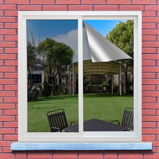 Silver Sun Blocking Privacy Window Film One Way Daytime Mirror Tint
