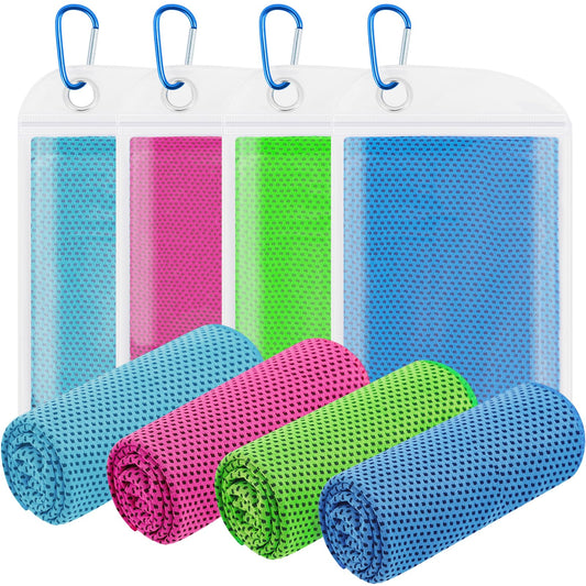 4-Pack Stay Cool with Multipurpose 40"x12" Microfiber Cooling Towels for All Outdoor Activities