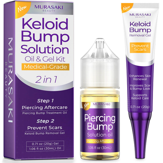 Piercing Keloid Bump Solution Kit - Aftercare Oil (30 mL) and Removal Gel (20 g)