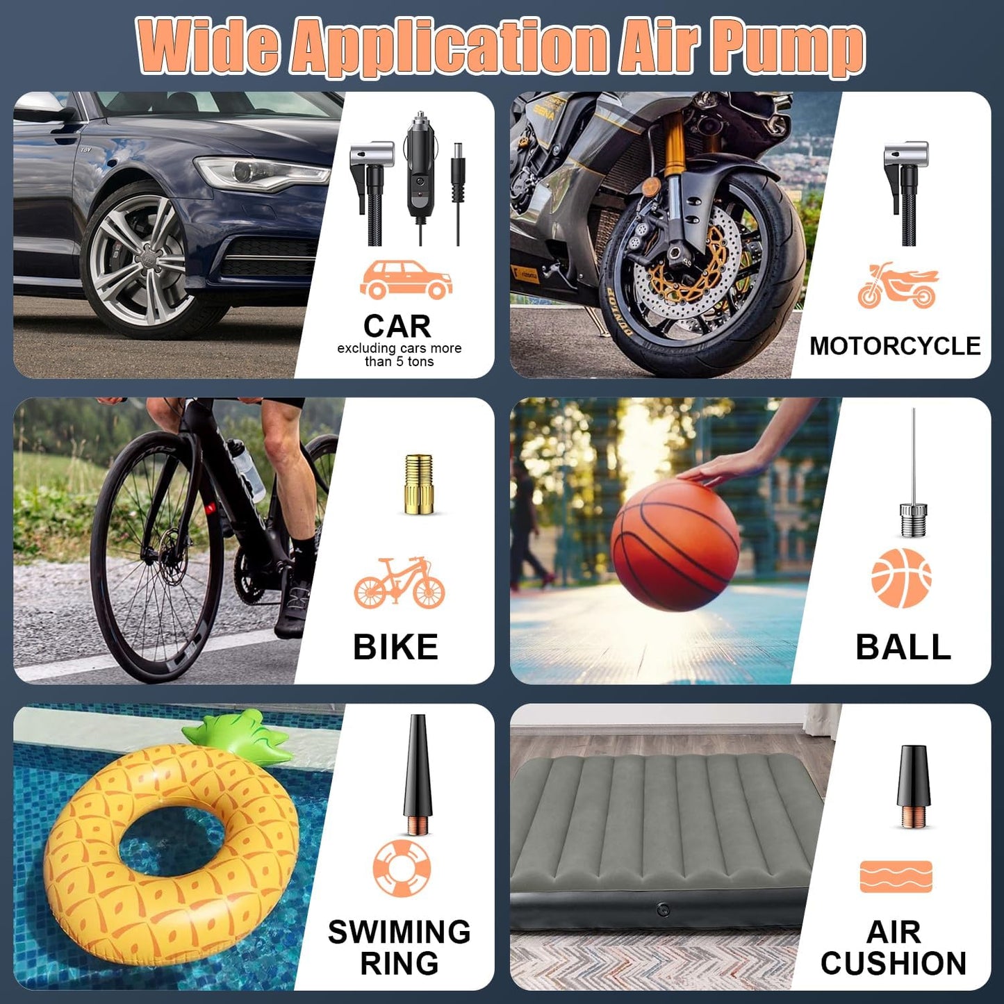 150PSI Portable Tire Inflator with Auto Shutoff & LED Light - Perfect for Cars, Bikes, & Motorcycles