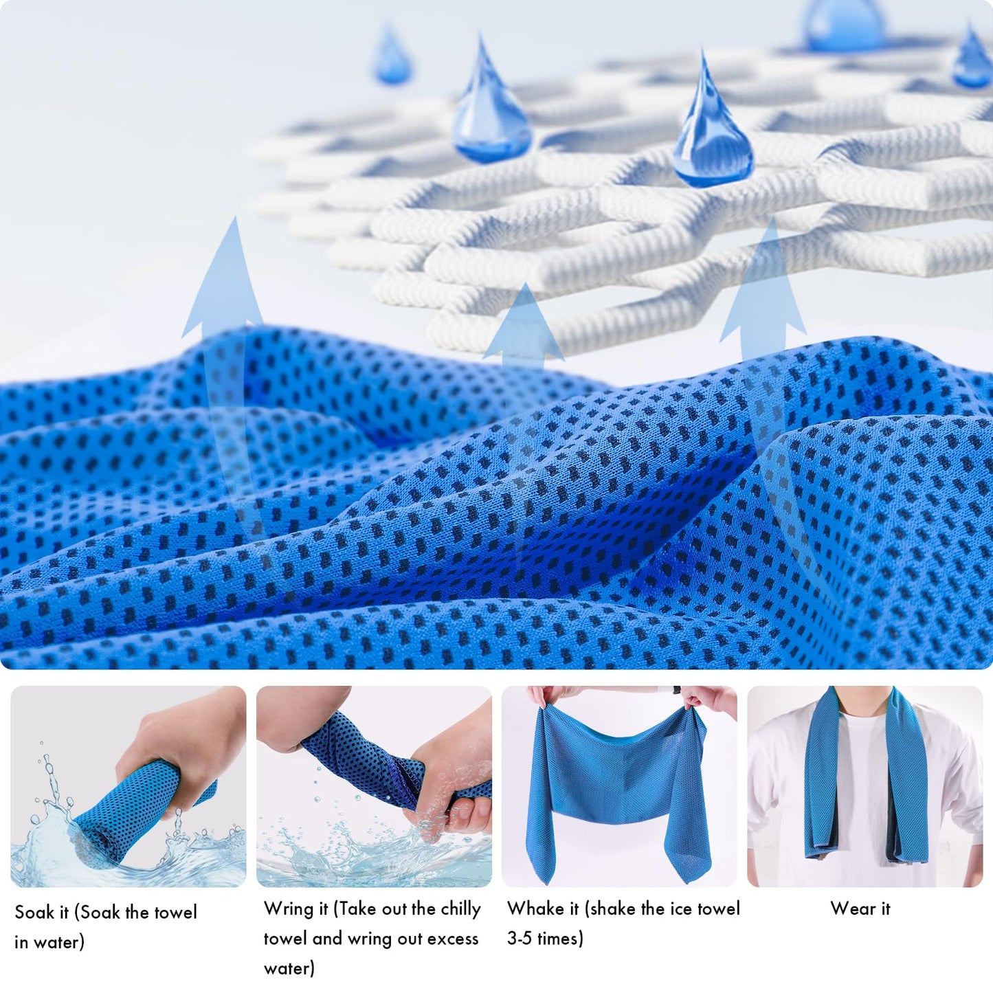 4-Pack Stay Cool with Multipurpose 40"x12" Microfiber Cooling Towels for All Outdoor Activities