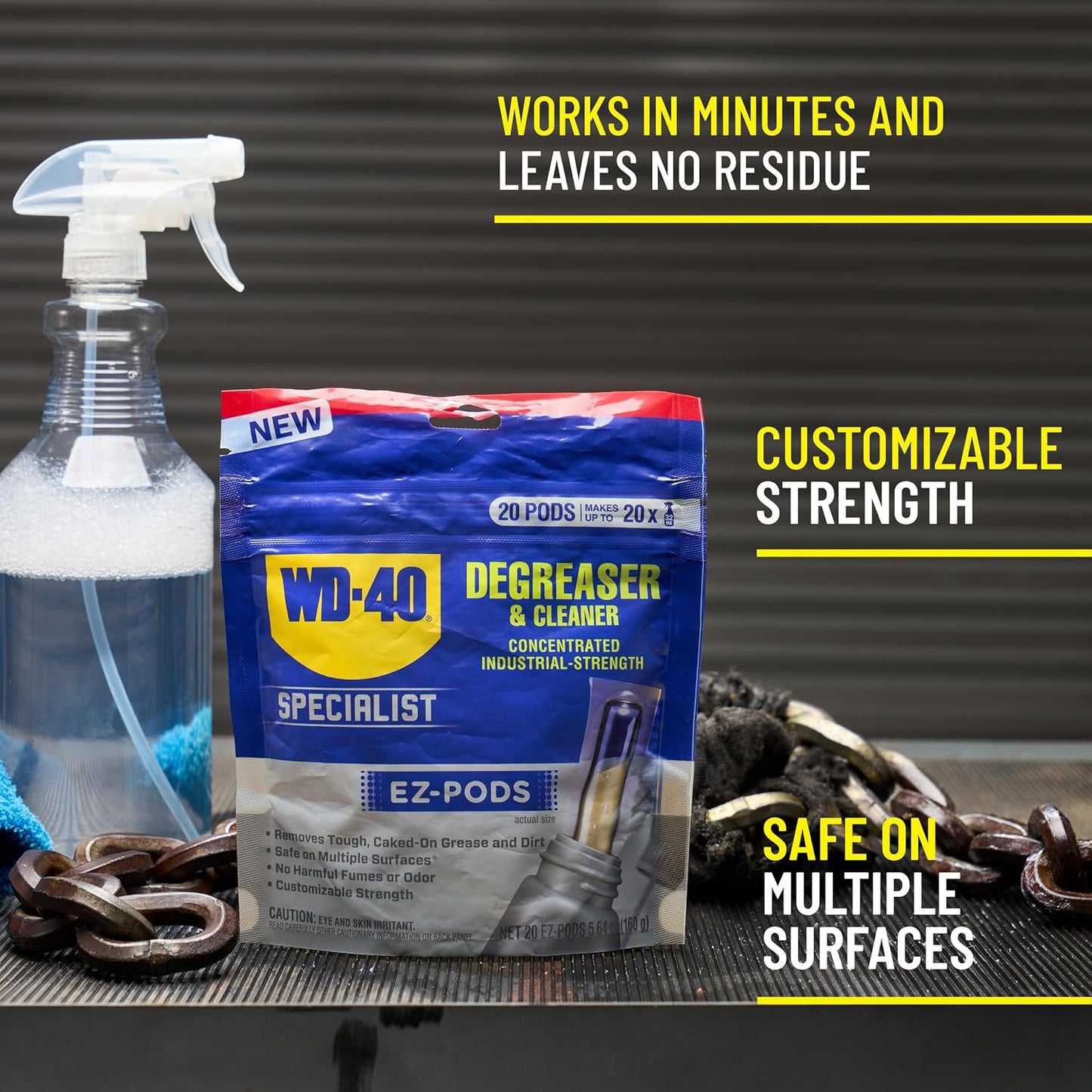 Maximize Efficiency with 20-Pack WD-40 Specialist Degreaser & Cleaner EZ-PODS - Multi-Surface, Custom Strength