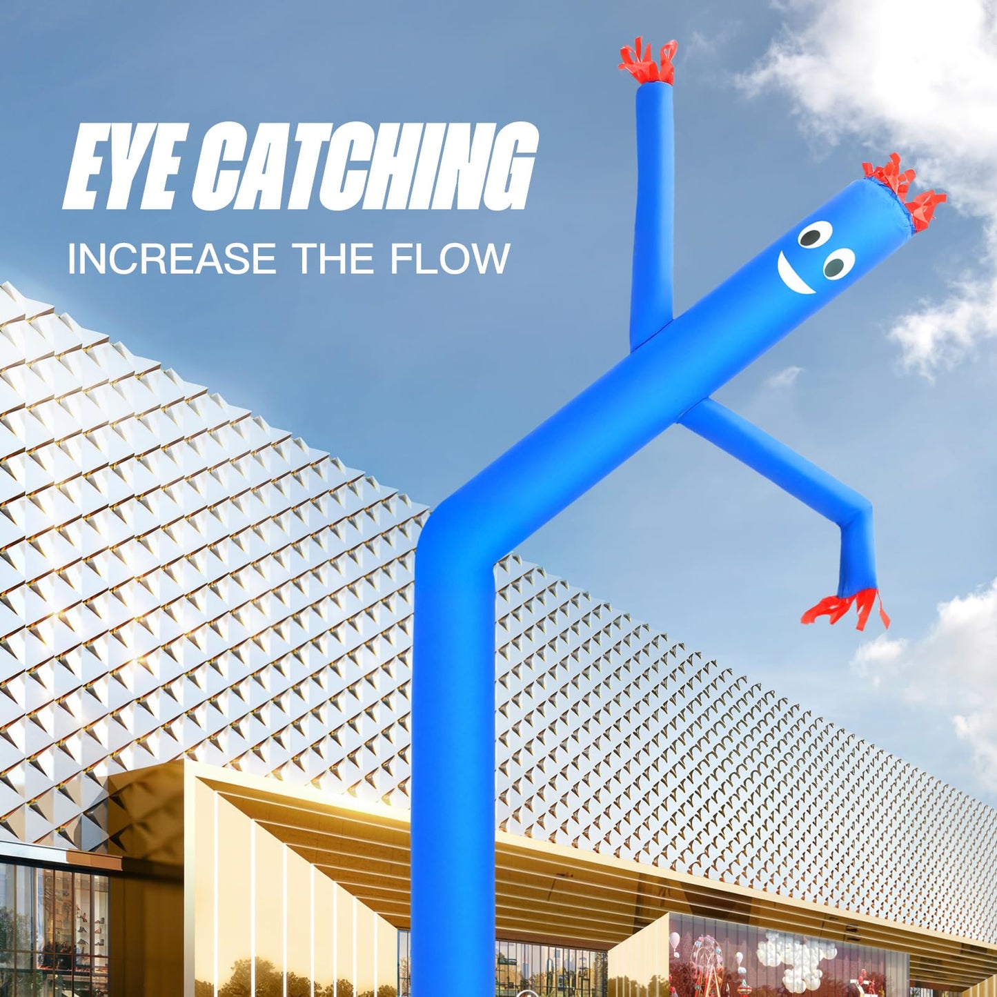 20ft Blue Inflatable Sky Puppet Dancer Waving Tube Man Attachment for Advertising