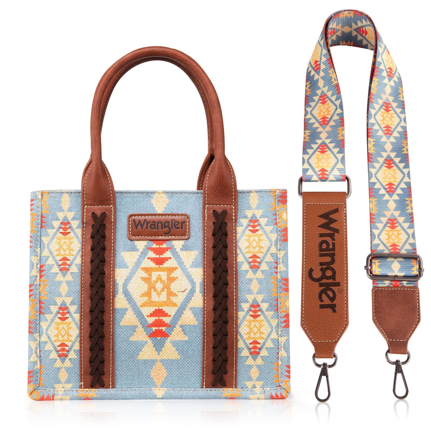 Wrangler Purses and Handbags for Women Boho Aztec Tote Bag Hobo Shoulder Top Handle Handbags with Wide Guitar Strap Fall Collection Birthday Gift WG2202-MIXWCF